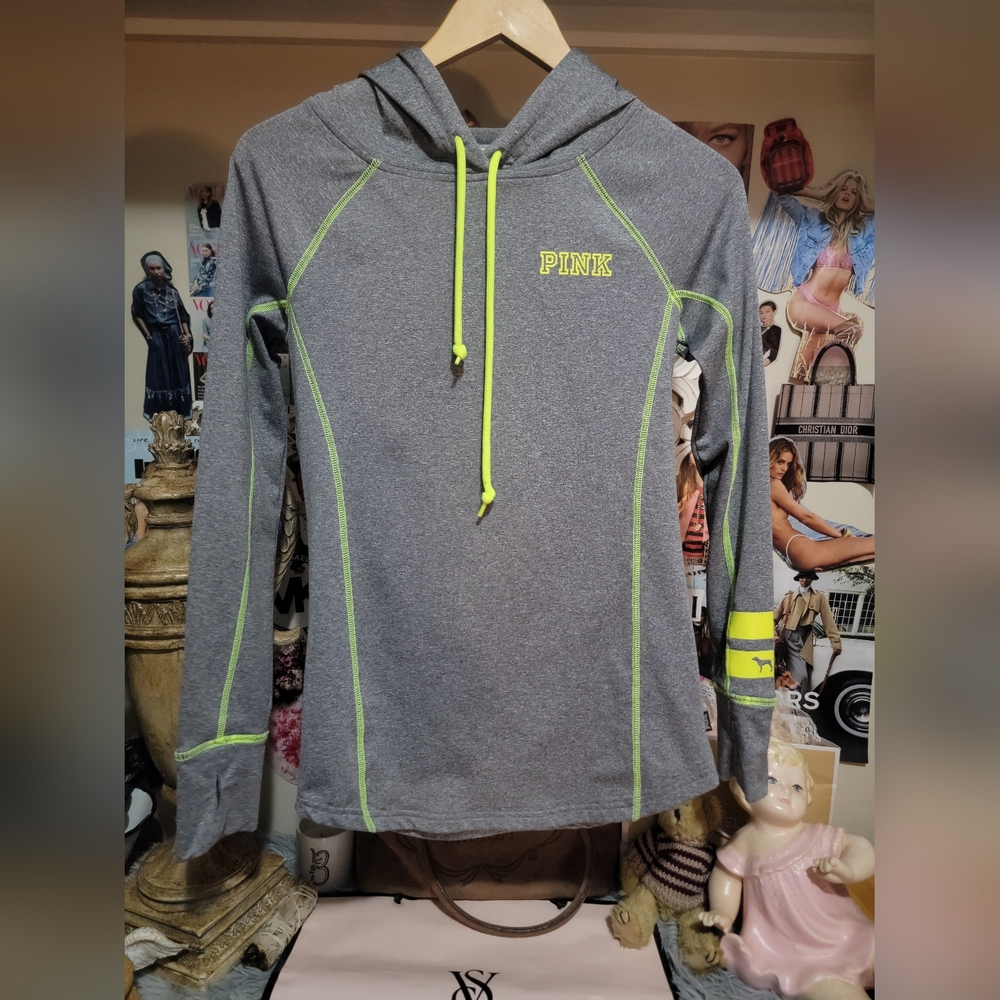 Victoria's Secret Pink Heathered Gray Neon Yellow